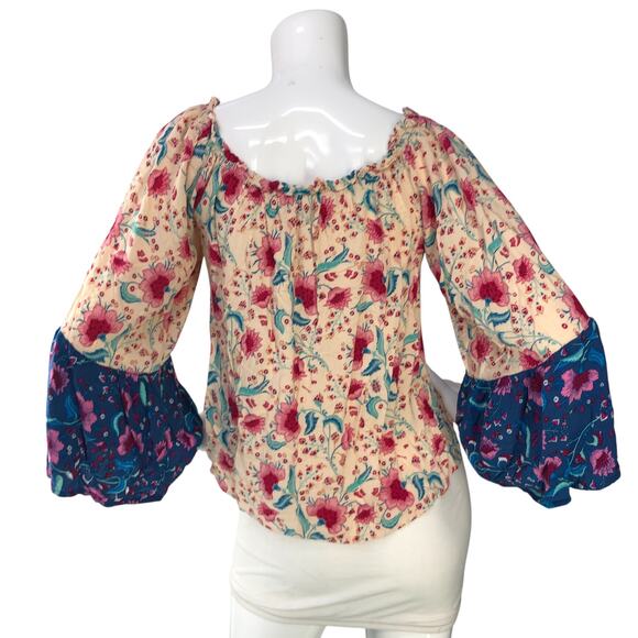 Andree By Unit Womens Size S Top Give You My All Blouse Off The Shoulder Floral - Picture 7 of 14
